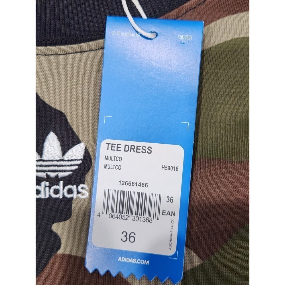 New! adidas Originals x DRY CLEAN ONLY Bangkok Camo Lace Hem Midi Shirt Dress, S - Picture 11 of 11